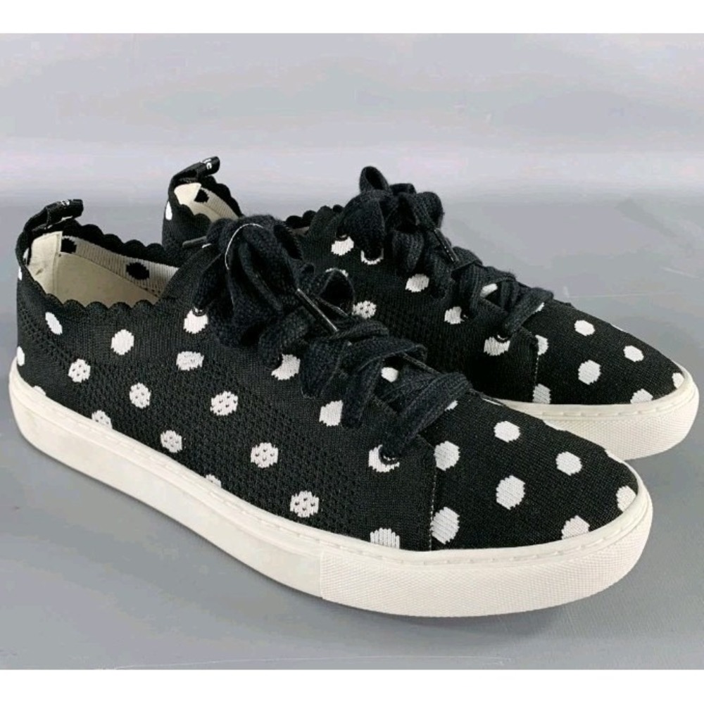 Kate Spade 6.5 B Abbie Lace up Black Polka Dot Shoes Sneakers Cute Scalloped Fun